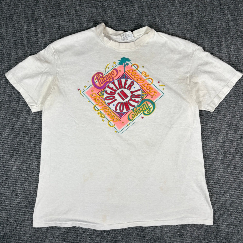 The Beach Boys and Chicago 1999 Concert White Hanes Cotton T Shirt XL